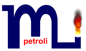 Logo con lettera "m" blu e scritta "petroli".
