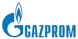 Logo di Gazprom con fiamma blu.